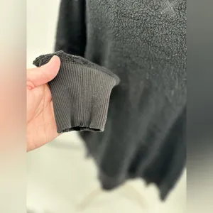Aerie Chilled Out Brushed Fleece Sweatshirt Side Splits Small Black thumbnail 8