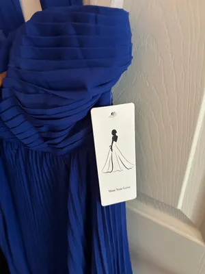 Royal Blue Strapless Maxi Dress with Scarf thumbnail 3