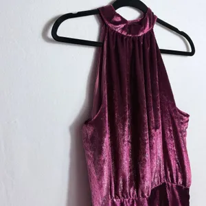 NEW Ramy Brook Deep Red Sparkle Velvet Velour Halter Neck Ellin Mini Dress Sz M thumbnail 7