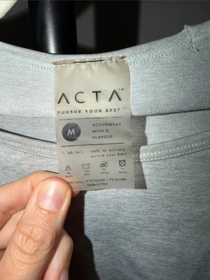 Acta Light Gray Cropped Long-Sleeve Seamless Top - Size Meidum thumbnail 3