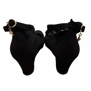 Black Mary Jane Block Heel Suede Pumps with Ankle Strap thumbnail 2
