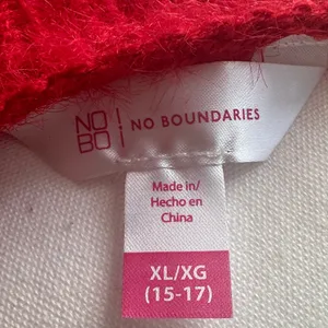 No Boundaries Red Off-the-Shoulder Sweater with Pearl Details thumbnail 6