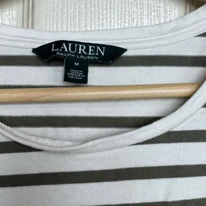 Lauren Ralph Lauren olive‎ green stripe women top size medium cotton thumbnail 5