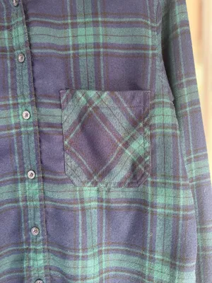 Garage Women's Medium Blackwatch Plaid Flannel Hooded Boyfriend Fit Shacket thumbnail 7