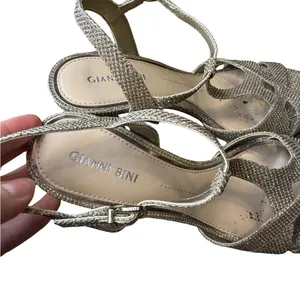 👠✨ Gianni Bini Metallic Gold‎ Strappy High Heel Sandals Ankle Strap 7.5 ✨👠 thumbnail 5