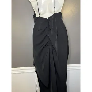 Abercrombie & Fitch Dress Womens Medium Black Satin Ruched Cowl Slip Midi Party thumbnail 7