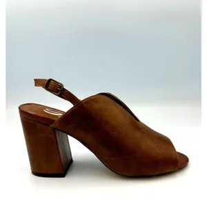 Real Leather Sling Back Chunky Heel Peep Toe Sbicca Windor Brown size 7 thumbnail 12