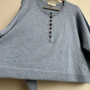 Madewell 100% Cashmere Relaxed Quite Luxury Henley Pullover River Blue Size XL thumbnail 4