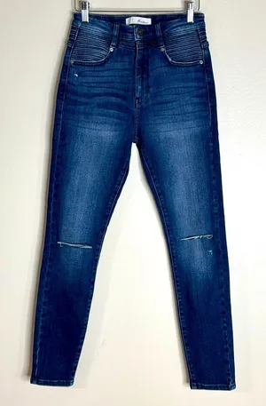 KanCan distressed medium wash skinny denim jeans size 26 cute festival girly‎ thumbnail 1