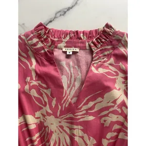 Jodifl Pink Floral Maxi Dress Puff Sleeve Sz Small Tiered Boho Cottage core chic thumbnail 3
