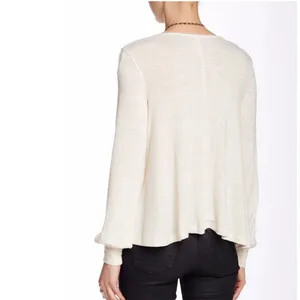 Free People Palmer‎ Shimmer Striped Knit Top Women's Large Ivory Gold Boho Y2K thumbnail 3