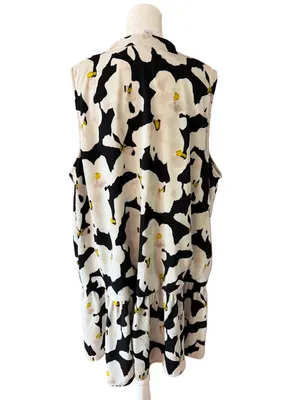 Nine West Floral Tiered Sleeveless Dress - White & Black thumbnail 3