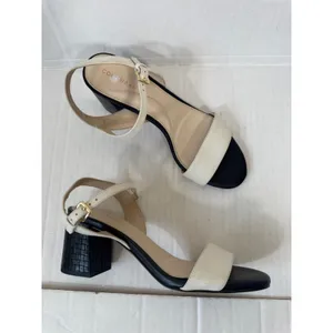 Cole Haan Black Cream Leather Heeled Sandals Womens 6.5 Preppy Dressy Shoes thumbnail 11