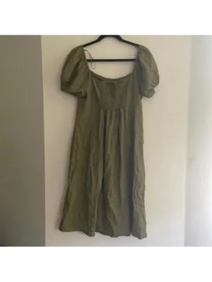 Love Tree Green Square Neck Linen Blend Midi Dress Cap Sleeve thumbnail 7