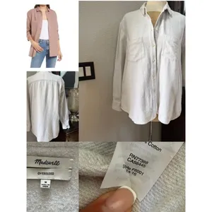 Madewell oversized ex-boyfriend cotton flannel M Oversized Staple Neutral￼ thumbnail 2