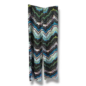 Fig & Flower Wide‎ Leg Pants Size Small Black Blue Lime Coral Abstract Zig Zag thumbnail 3