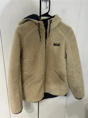 Vintage L.L. Bean Cream Hooded Sherpa Jacket with Navy Lining thumbnail 3