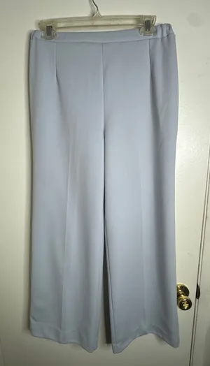 70s Devon Minimalist Powder Blue Wide Leg Poly Pants- High Waisted Structured thumbnail 1