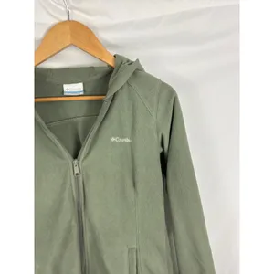 Columbia Green Full Zip Fleece Hooded Sweatshirt Womans Size Medium thumbnail 2