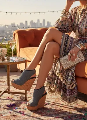 Stuart Weitzman  Slingback Cork Platform Tall Wedge Sandal  Gunmetal Grey  6M thumbnail 1