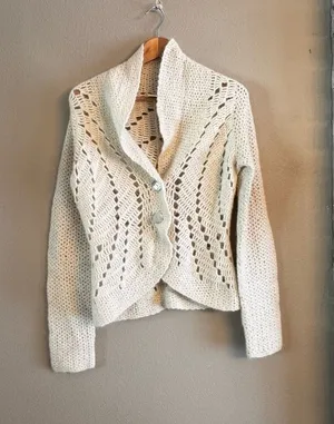 ANTHRO | SLEEPING ON‎ SNOW Open-Knit Shawl Sweater Cardigan thumbnail 1
