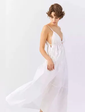 ASTR The Label Cassie Tiered White Maxi Dress- Saks5th Ave thumbnail 3