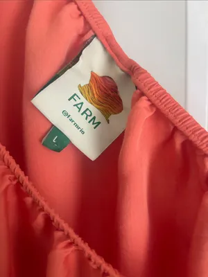 Farm Rio One-Shoulder Coral Cutout Maxi Dress Size L Boho Flowy Tropical Vibrant thumbnail 4