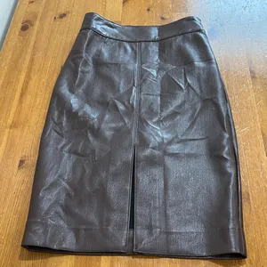 Babaton Brown Vegan Leather Pencil Skirt thumbnail 4