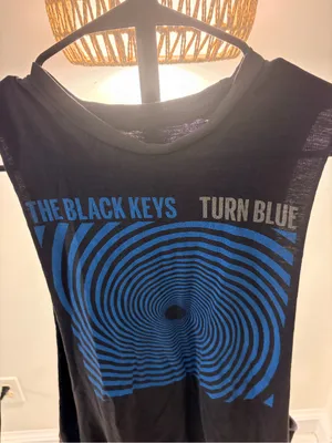 Vintage The Black Keys Tour Graphic Muscle Tee - Blue on Black thumbnail 2