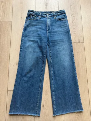 AG Adriano Goldschmied Jeans The Etta High Waisted Wide Leg Crop Jeans Size 4 27 Raw Frayed Hem thumbnail 7