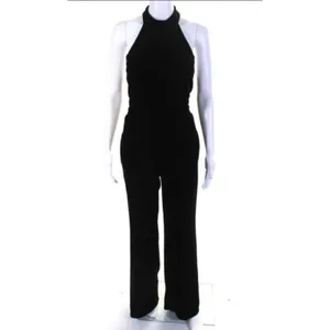 USA Made MISA Black‎ Satin Special Occasion Backless Jumpsuit Wide Leg Sandra thumbnail 3