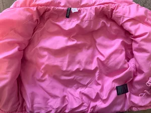 Women's cropped bubblegum pink puffer jacket thumbnail 4