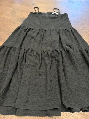 Astr Black Textured Tiered Dress with Spaghetti Straps Size Medium - C11-429 thumbnail 4
