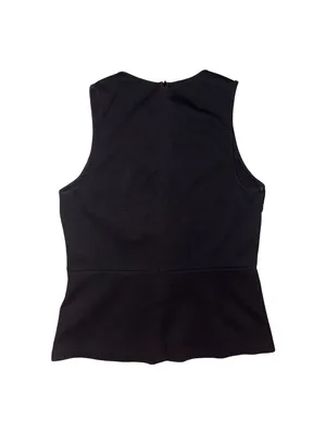 J.Crew Black Knit Peplum Crochet Detail Tank thumbnail 3