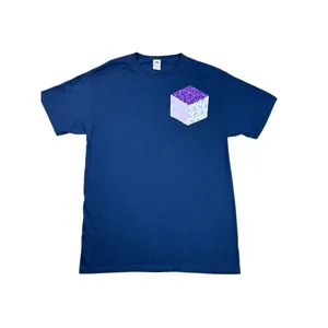 Fruit of the Loom Women’s Navy T-Shirt Quilt Patch‎ Floral Handmade Medium thumbnail 2