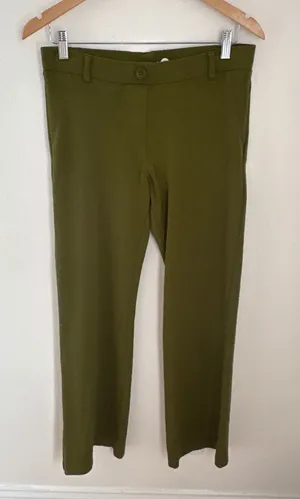 Betabrand Olive‎ Green Dress Pant Yoga Pants Straight Leg Medium Petite MP thumbnail 1