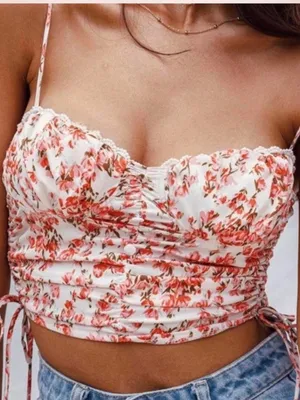 Princess Polly Maddi Top Pink Floral Ruched Crop Cami Tie Side Size 6 thumbnail 5