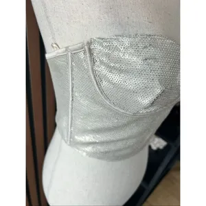 Zara sparkly corset size XS tan off white crop top going out top thumbnail 2