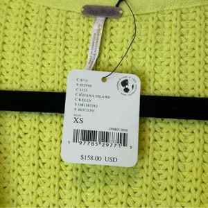 Free People Knit Sweater Neon Yellow Cardigan Swim Too Deep Cardi Oversized XS thumbnail 7