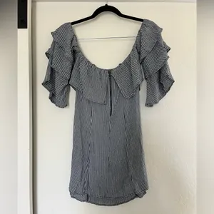 American Eagle Off‎ The Shoulder Dress Checkered Gingham Spring Layered Mini XS thumbnail 2