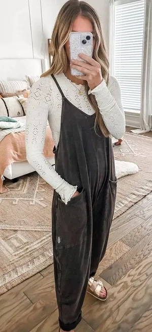 Free People Hot Shot Black Onesie thumbnail 1