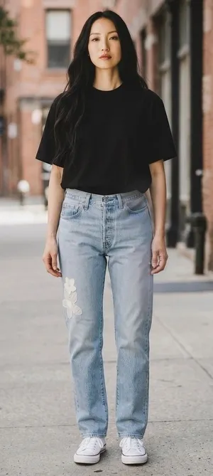 Levi's 501 Original‎ Women's Jeans Light Wash Floral Patch Straight Leg 30x30 thumbnail 1