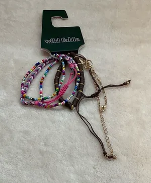 wild fable Pink and Multicolor Beaded Bracelet Set thumbnail 1