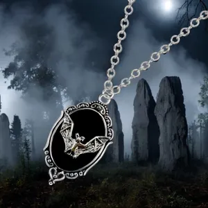 Retro Gothic Style Oval Vampire Bat Pendant Necklace Fashion Collarbone Chain‎ thumbnail 9