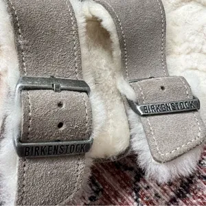 Birkenstock Arizona Shearling Sandals Suede Stone Coin Size 8.5 US 39 thumbnail 5