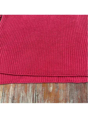 Habitat Clothes To Live In Red Chunky Knit Side Zip Mock Neck Tunic Sweater XL thumbnail 4