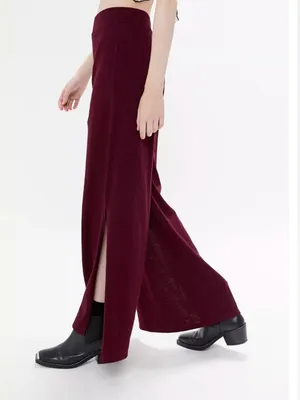 Urban Outfitters UO Jesse Split Wide Leg Pant Burgundy Maroon Size large thumbnail 2