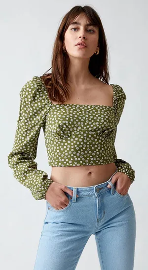 Long Puff Sleeve Bodice Top thumbnail 1