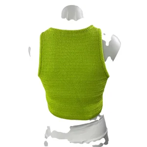 Zara Women's Green Floral 3D Beaded Crochet Sleeveless Knit Crop Top Size S thumbnail 3