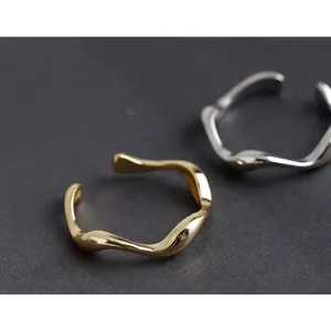 🆕 Yellow‎ Gold Wave Ring Gold Plated 925 Sterling Silver | Adjustable thumbnail 8